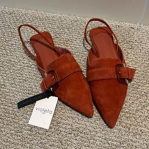 Leather buckled flats